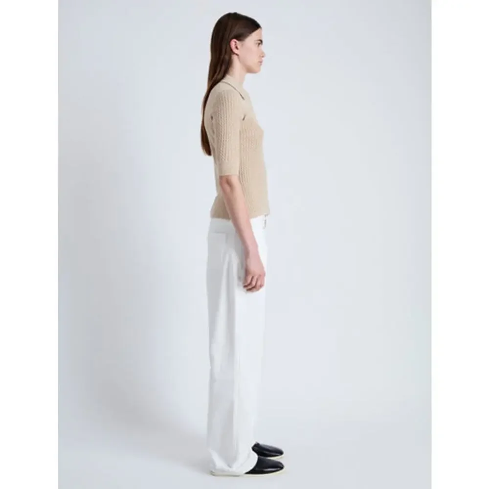 Proenza Schouler Sera Knit Women's Cashew Polo in Micro Cable Size XL NWT